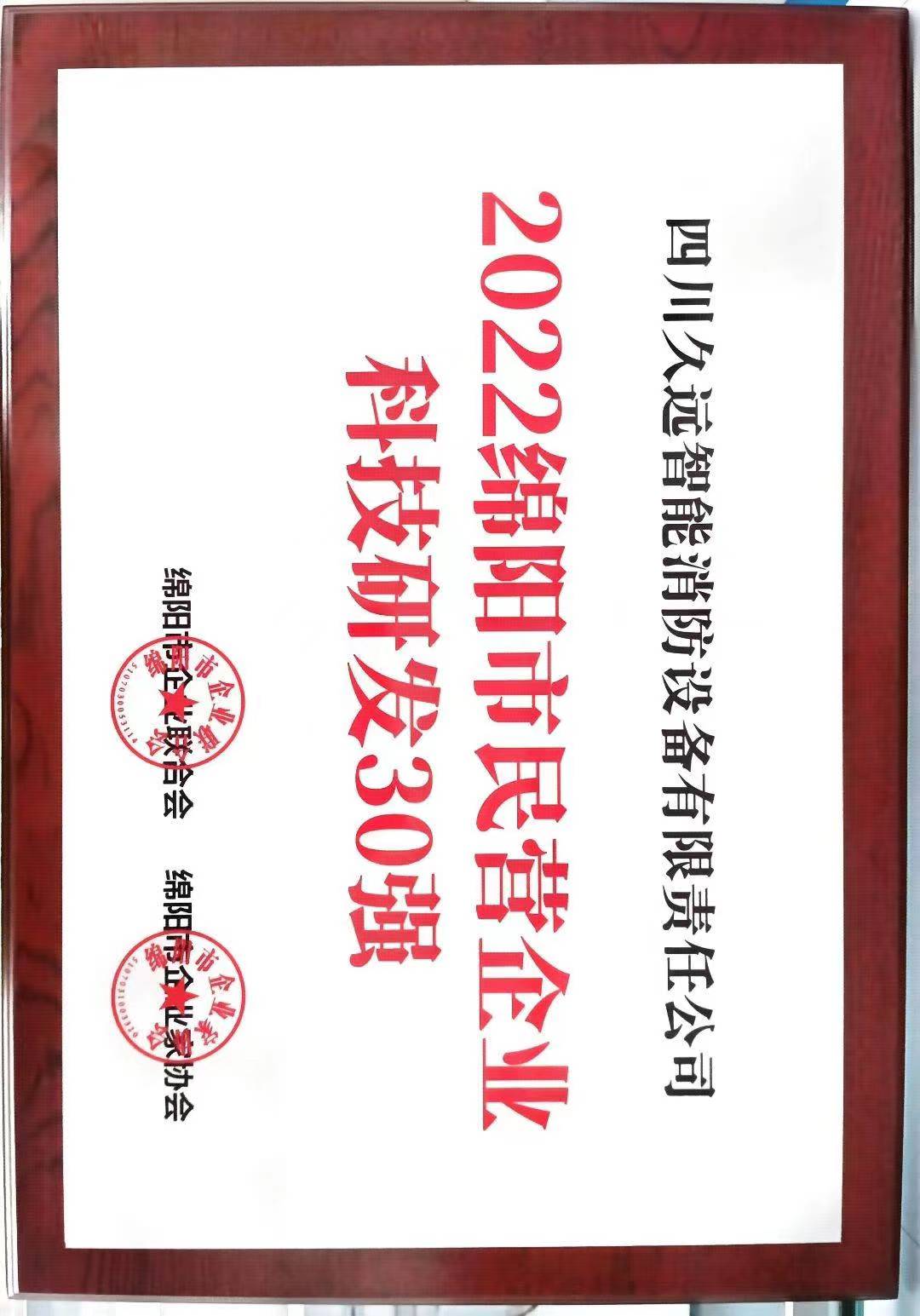 2022绵阳市民营企业科技研发30强