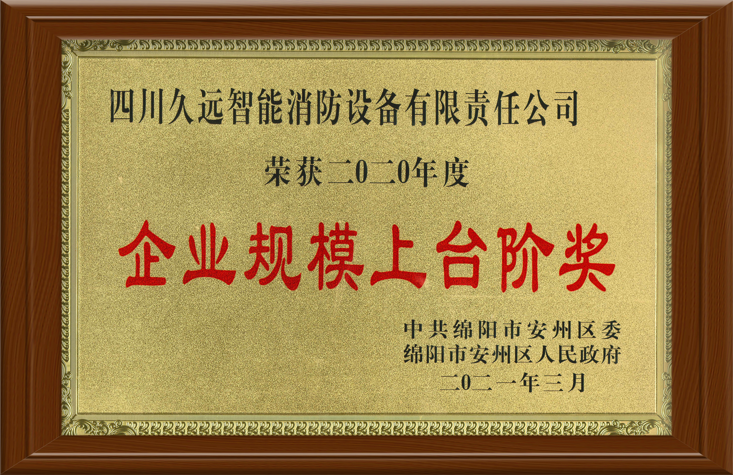 2020年度企业规模上台阶奖